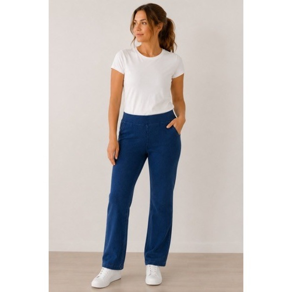 Pure Jill J. Jill Indigo Slim Leg Blue French Terry Knit Pull On Pants Medium